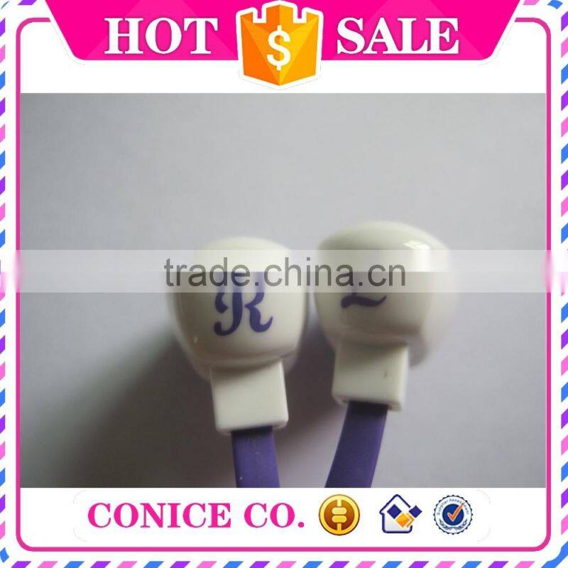 new arrival purple silicone plastic speaker flat cable wired magic sound stereo in-ear earbuds earphone with mic