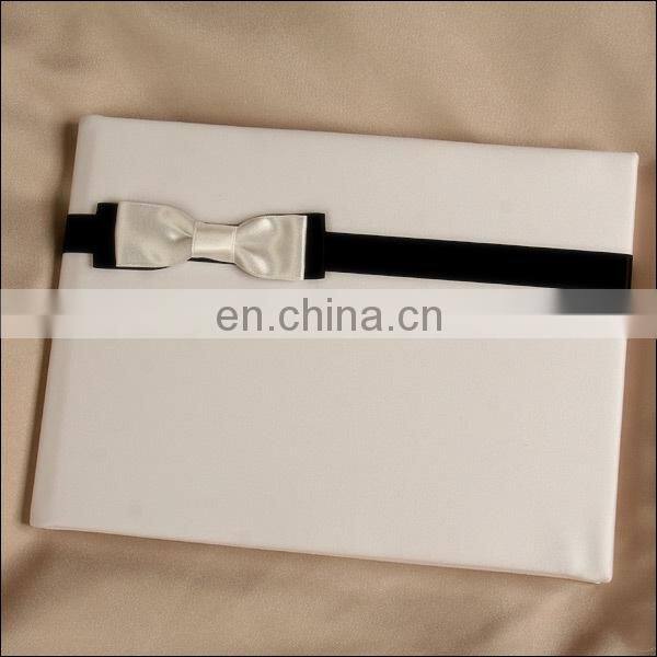 Exquisite White & Black bow-knot decoration wedding guest book /pen holder/ring pillow/flower basket set