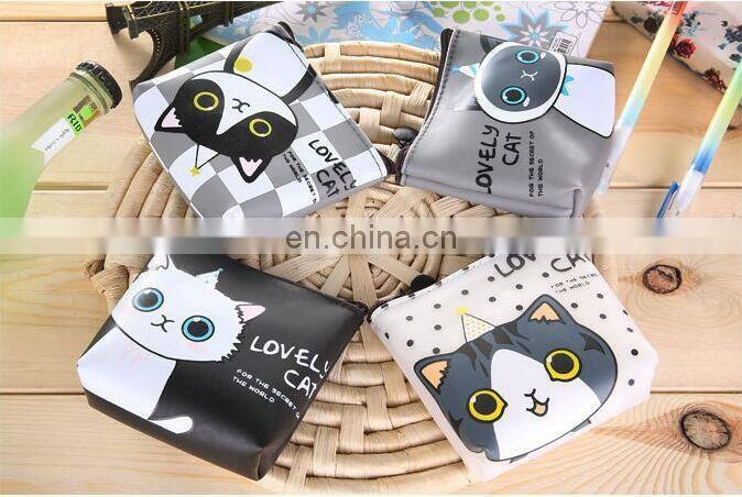New 2017 Women Cute Cartoon Cat Coin Purse PU Leather Wallet Pouch Bag Kids Keychain Card Holder Bag For children Gift