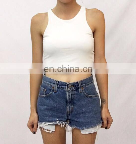 Woman Summer Black custom blank crop top plain with good elastane