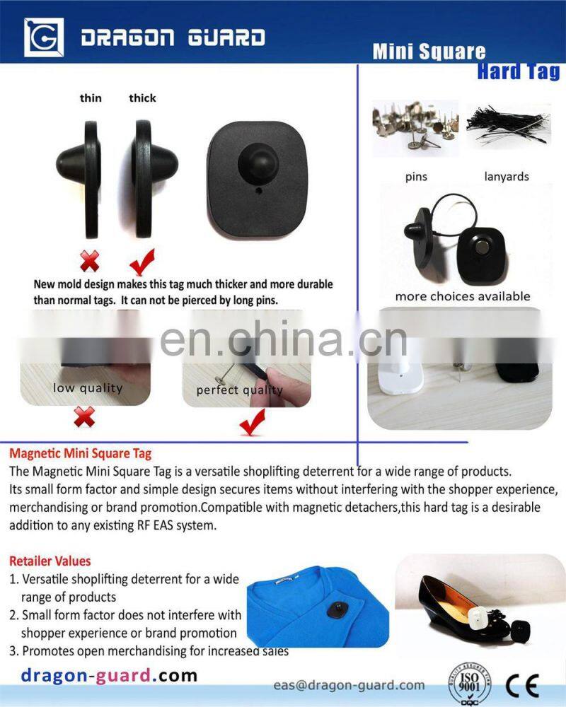 DRAGON GUARD Security Hard Tag, Mini Square eas tag, RF hard tag for bags garment tag alarm tag