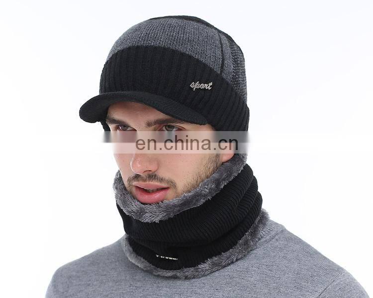 Men Wool feeling Scarf Caps Balaclava Mask Gorras Bonnet Knitted Hat