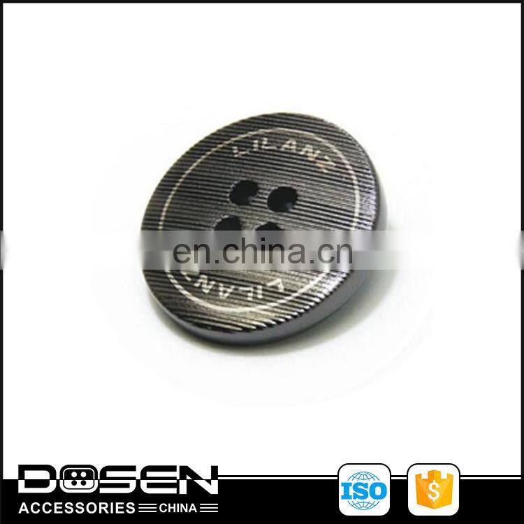 Black Metal Sewing Buttons Matte Surface With Emboss Line Letters Logo Garment Buttons For Clothing Frock Coat Jacket Overalls