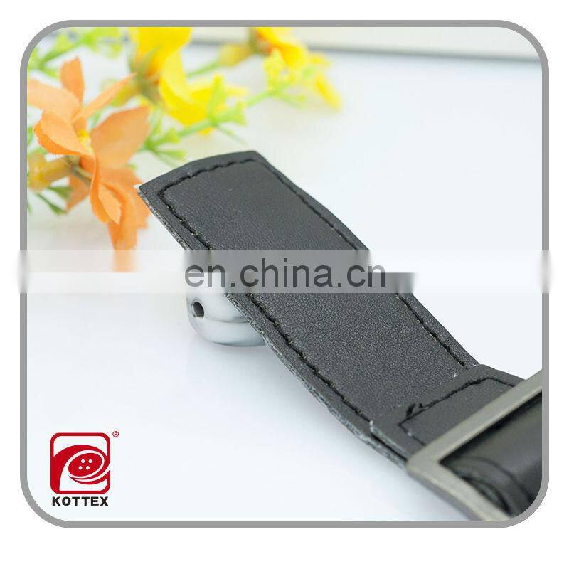 Leather Toggle belt button with metal buckle for coats