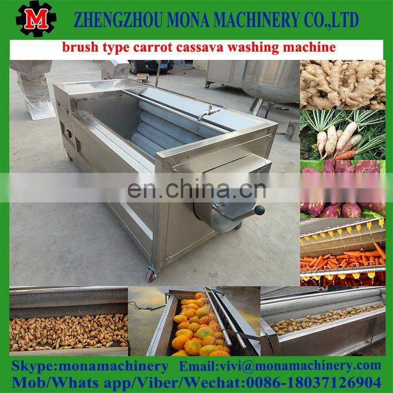 Spray Type Carrot/Lemon/Peach Fruit Washing Machine with roller brushes