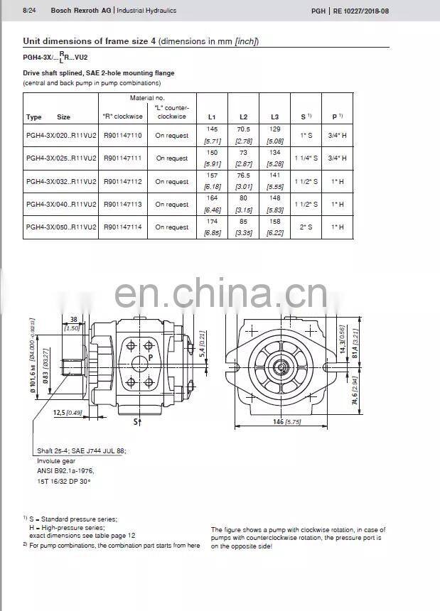 Trade assurance Rexroth PGH4 series PGH4-30/032RR11VU2 hydraulic gear pump