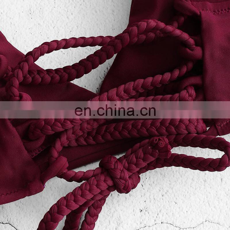 Two-piece suits orange swimwear print swimsuit straps swimwear women girls bather two piece suits for women