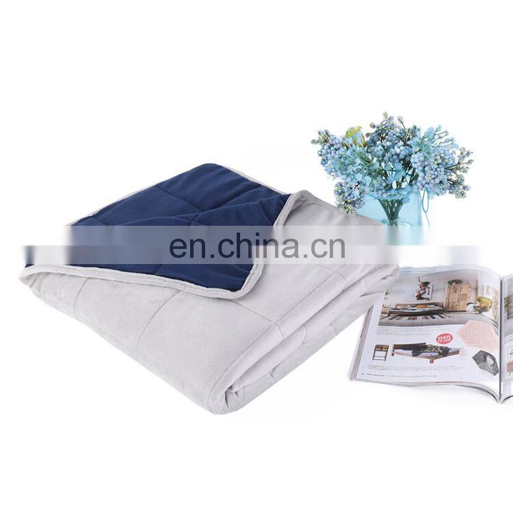 Hot selling Quality Premium Soft Minky Quilt Sensory 15Ibs Glass Beads Gray Color Sensory Weighted Blanket