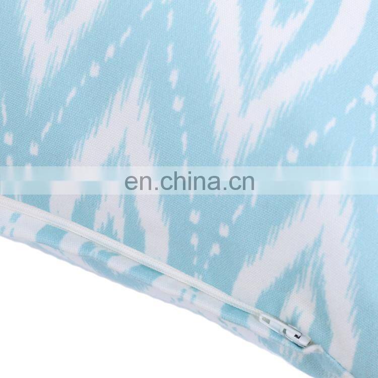 Turquoise printed decorative Cotton Canvas Pillow Sofa Throw with cute pom