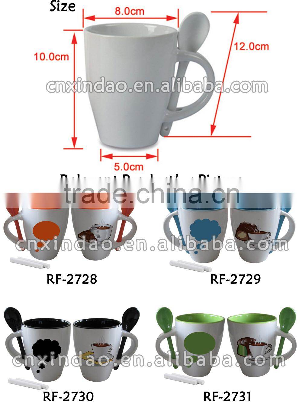 Hot Sale Colored Custom Print Coffee Mug Set and Tea Mug Set is Ceramic Mug and Spoon