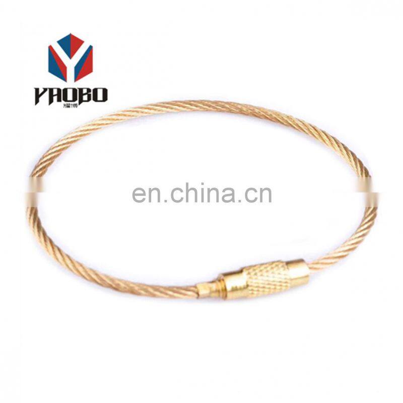 Moderate Price Metal Keychain Stainless Steel Wire Lock Screw Key Ring designs With Screw