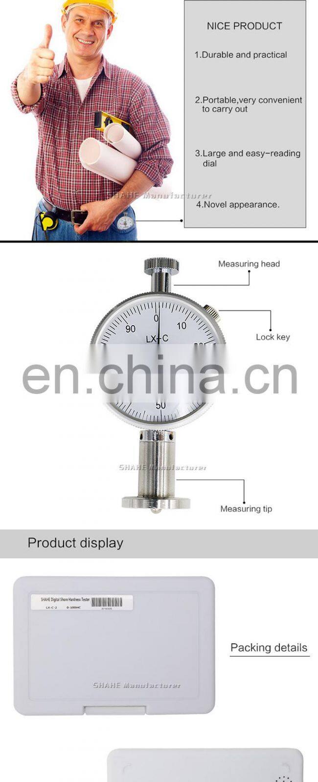 LX-C-2 double pointer portable shore hardness tester Shore C Durometer rubber hardness tester