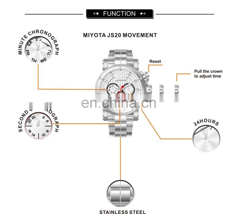 Wholesale Customized Silver Wristwatches Mens Luxury OEM / ODM Private Label Wrist Watch Mens