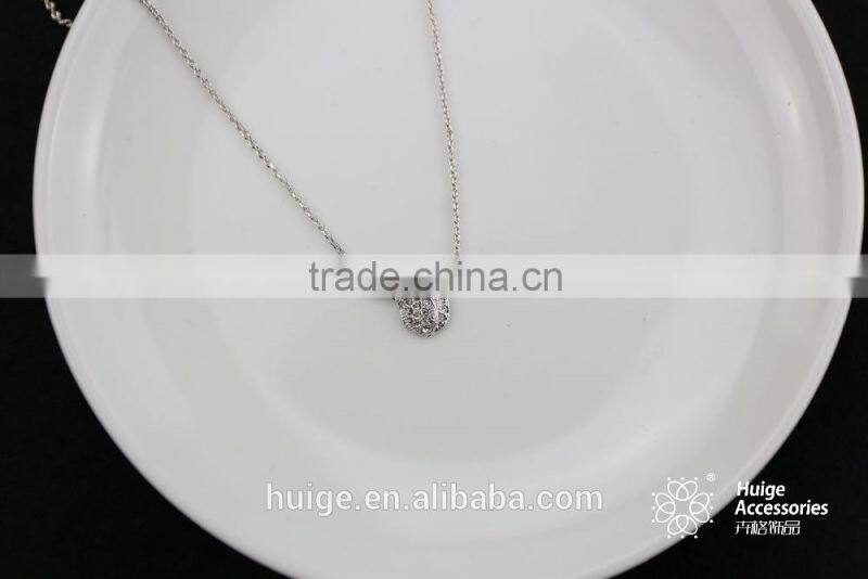 2015 New fashion rhodium plated necklace with a rose shape pendant