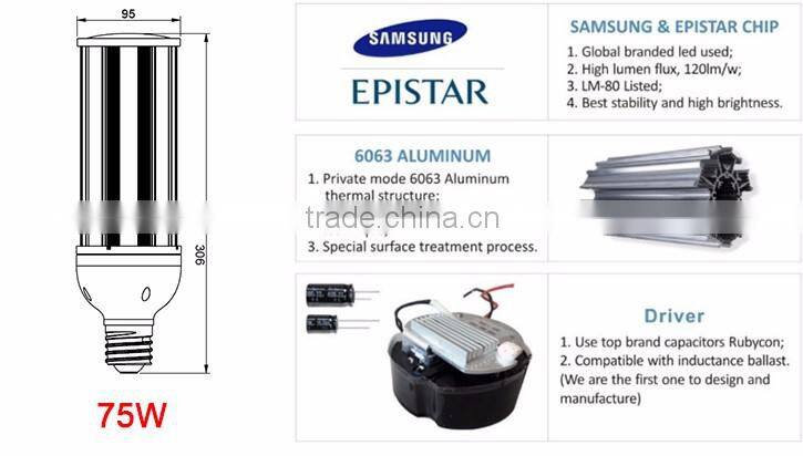 UL approved led corn light 80w led corn cob lamp e40