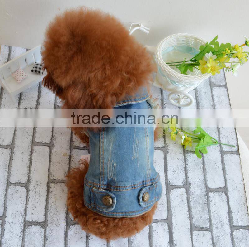 Retro-scratched grain cowboy dog clothes small spring/summer/autumn Teddy bear vest pet clothing