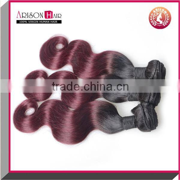 Brazilian Double WeftBody Wave 1b 99j Colored Three Tone Hair Weave