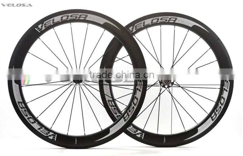 Velosa logo carbon bicycle wheels with Bitex R51 hub 700C chinese carbon road wheelset 60mm 25mm wide
