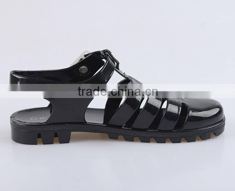 2015 flats pvc jelly shoes strap roman plastic lady sandals causal shoes