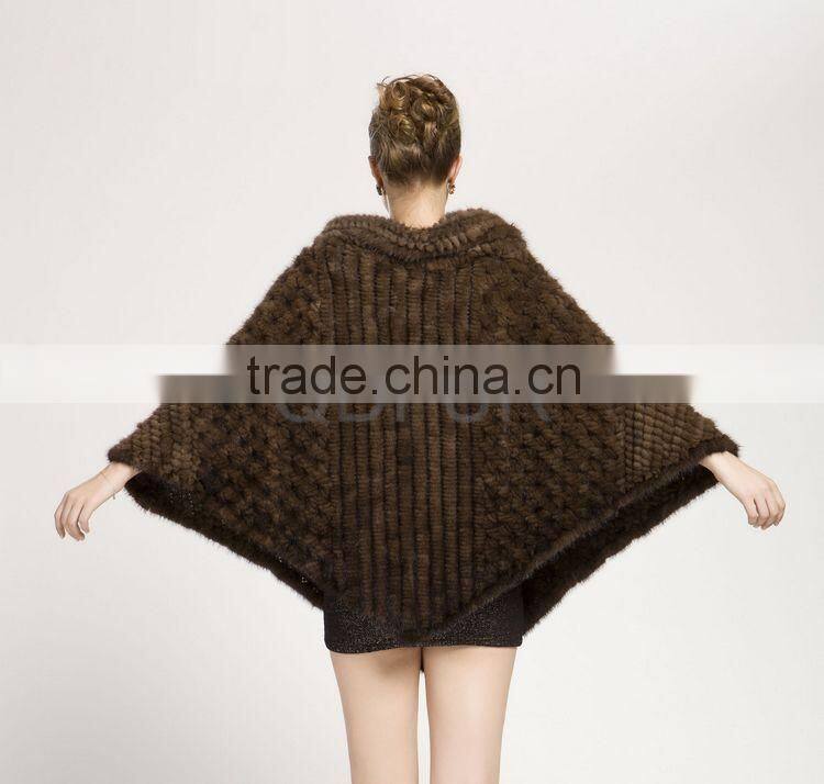 QD28603 New Style Knitted Mink Fur Poncho 2013 Collection