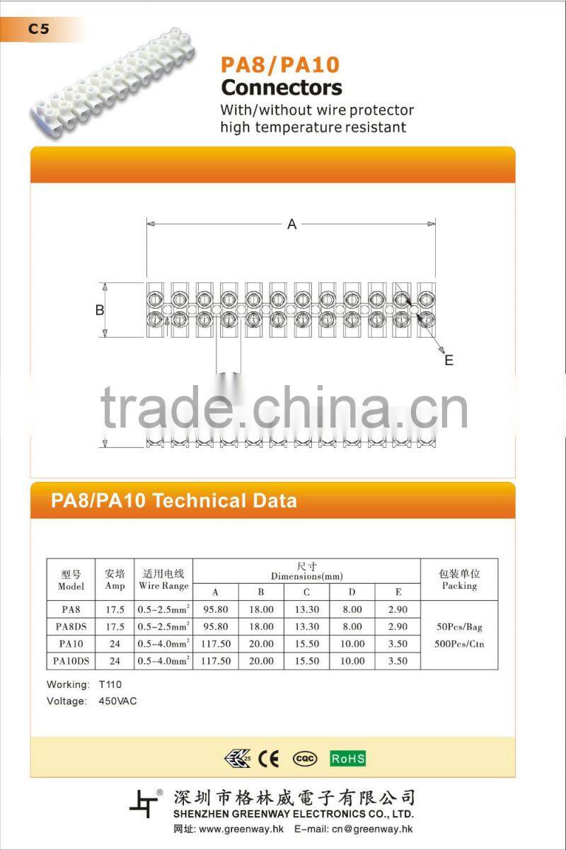 High-temperature Resistant Terminal Blocks 1-12 Pole