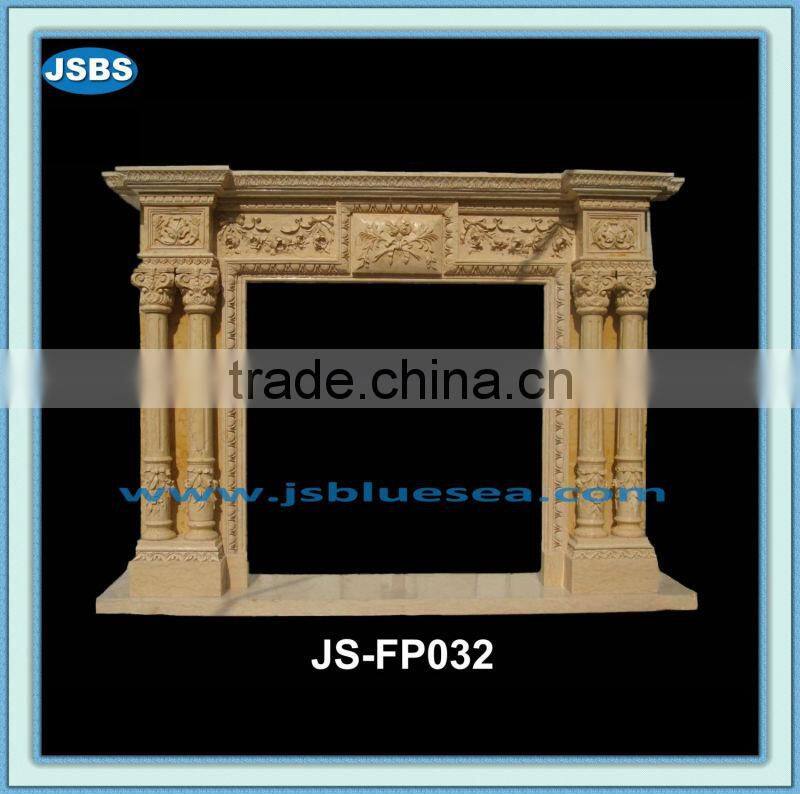 decorative marble pillar carved fireplace mantel