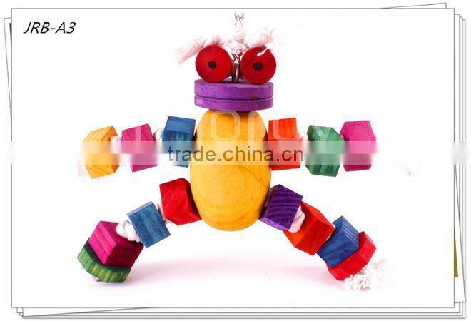 2015 colorful wooden robot little pet shop bird toy