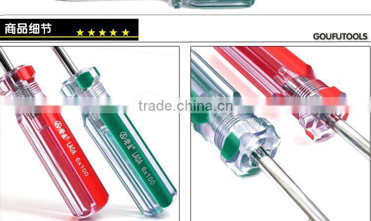 6pcs colorful transparent handle screwdriver set crossed and slotted screwdriver