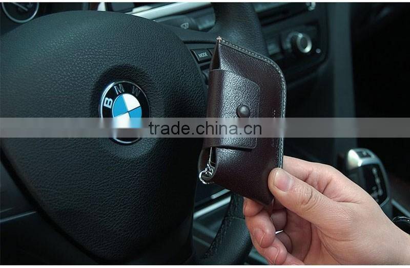 Customized LOGO Promotional Gift Genuine Leather Car Key Holder Case Wallet