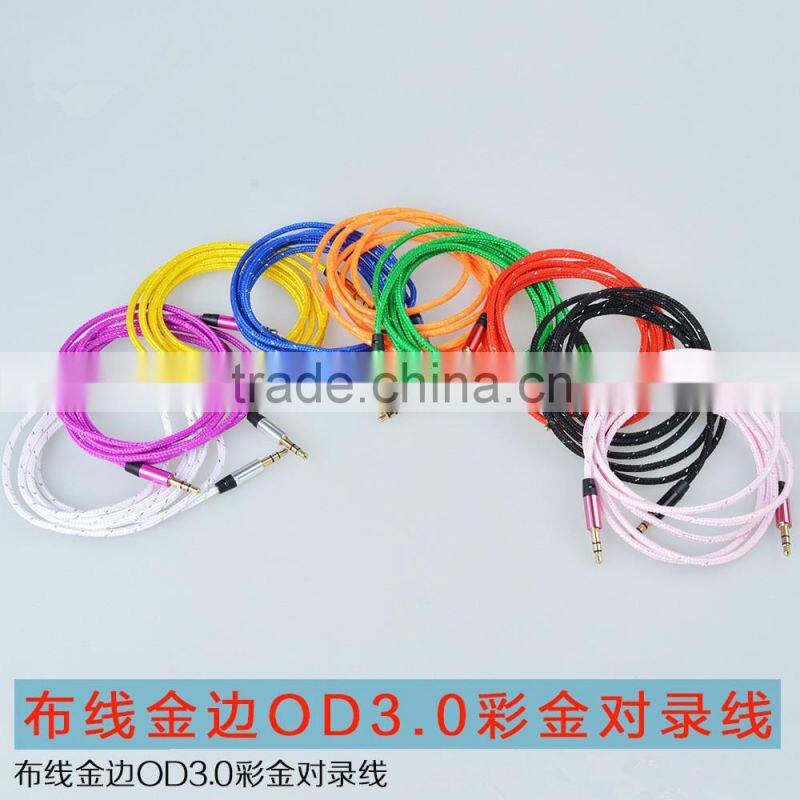 High end gold plated aux cable 3.5mm male to male audio cable extension cable