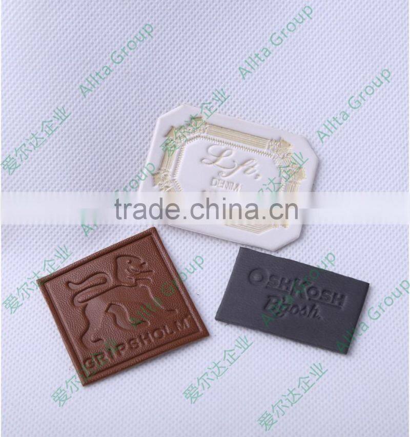 Custom jeans pu leather label, jeans leather patch labels, custom leather jeans label