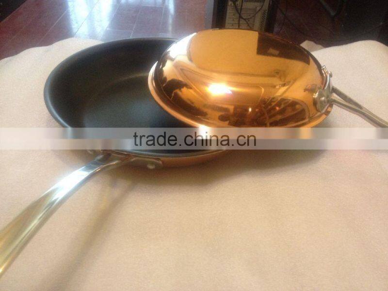 Copper Aluminum Non-stick Cookware Set Cooking Milk Pot Saucepan with Long S/S Handle