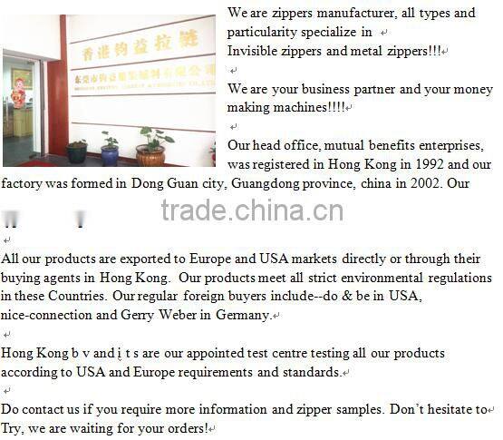 Wholesales metal waterproof zipper for bags