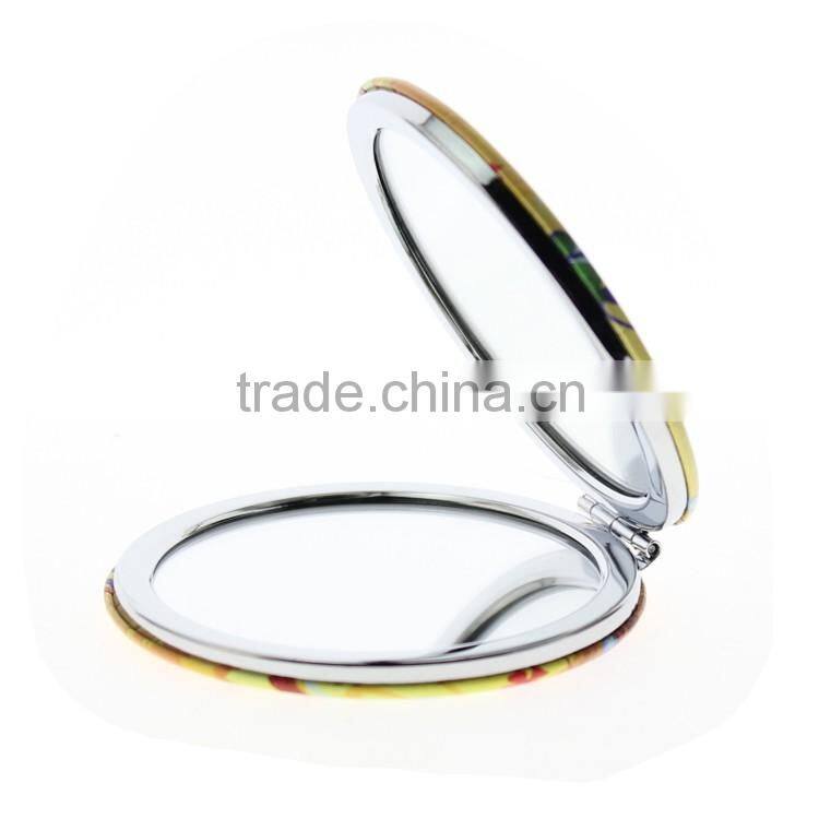 7cm Big Round Double Sided Foldable Metal Pocket Mirror With 16 Different Patterns On Cover