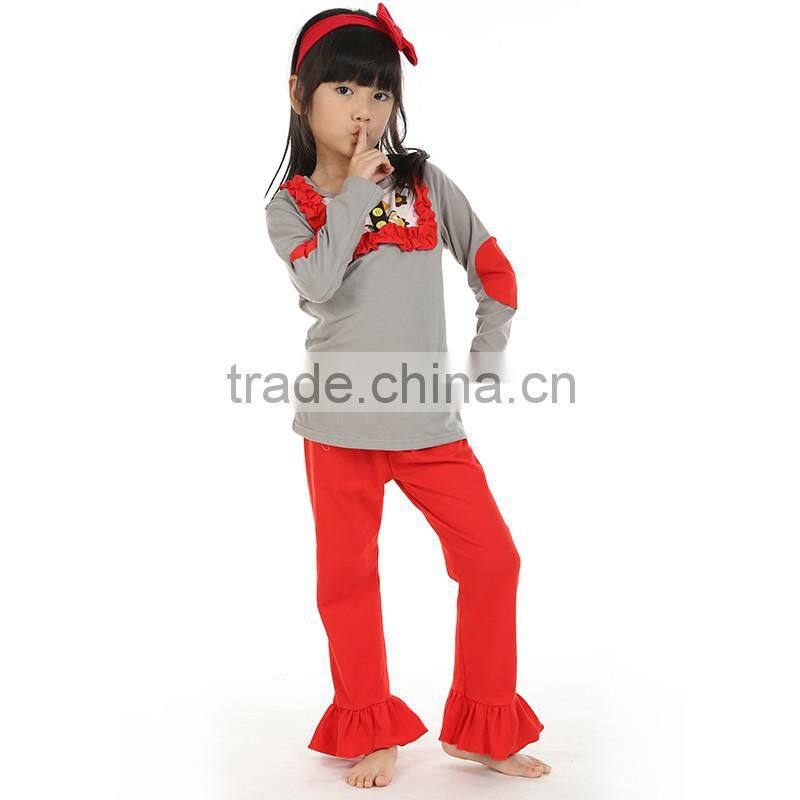 wholesale boutique cute baby top long-sleeve with ruffle & stripe pant Spring Fall clothing set