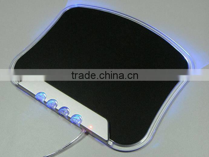 Led light mouse pad with usb hub
