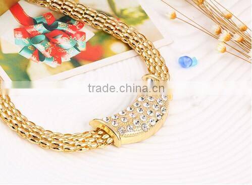 Fashionable Women's crystal dubai gold jewelry Set/