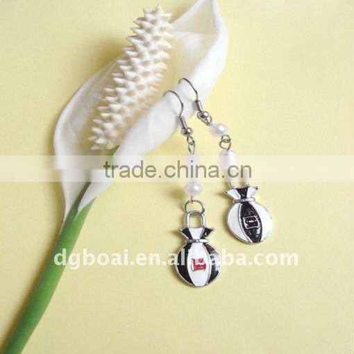 zinc alloy enamel butterfly and beaded earring shenzheng