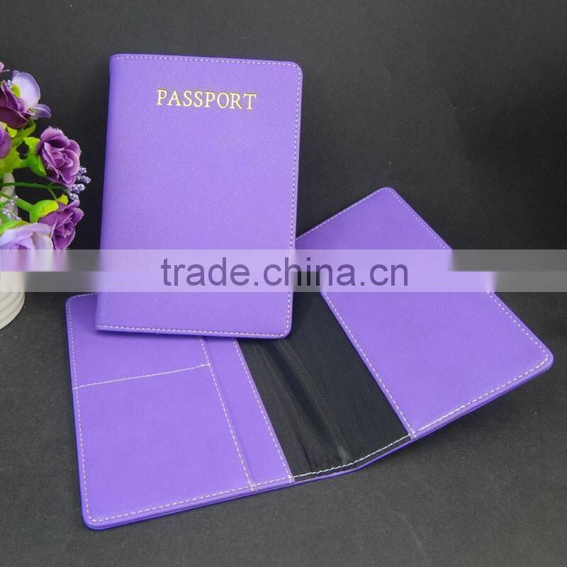 gold hot stamping purple leather passport holder