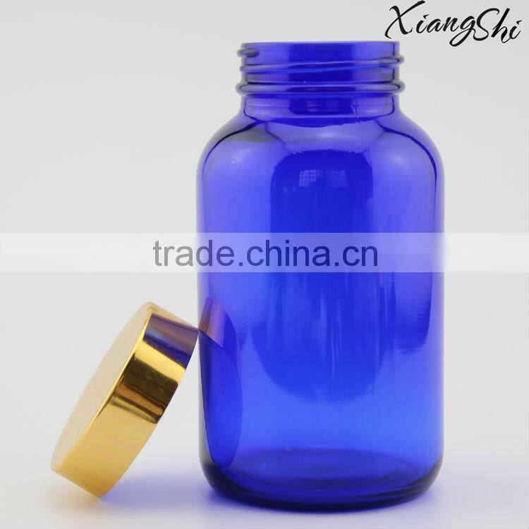 blue/brown glass medicine bottles for medical pills