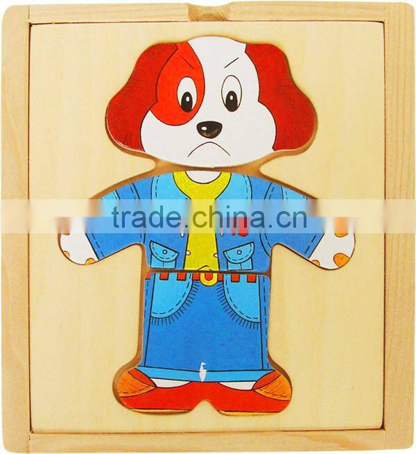 Wooden bear family Dress-up puzzle