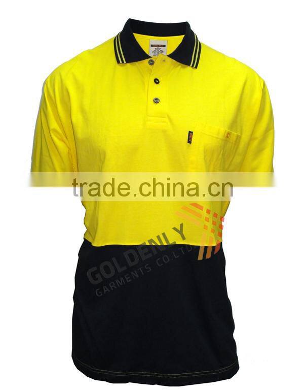 OEM with lastest design for men' s hi vi cotton fluorescent scent polo shirt