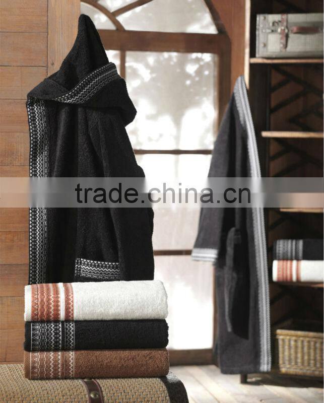 100% cotton plain dyed dobby bathrobe