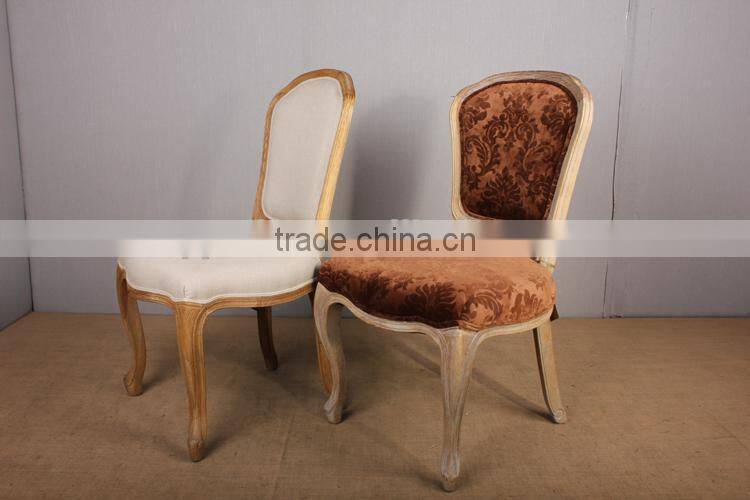European Furniture Natural Wood Upholstered Fabric Side Chair