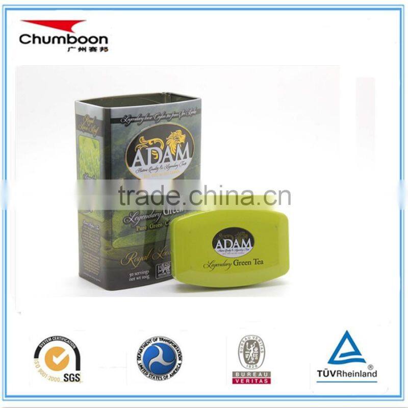Doulbe lid rectangle tea tin box