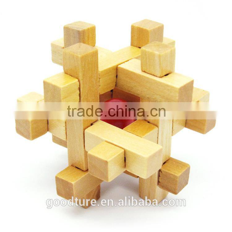 2015 Hot Sale Wooden IQ Intelligent Puzzle Magic Puzzle Kongming Lock Brain Teaser Model Number GAD1112