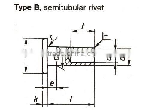 Made in China high quality fastener supply copper semi-tubular rivets