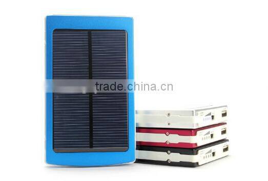 Hiqh capacity 10000mah solar charger for mobile phone with 2 usb Ports