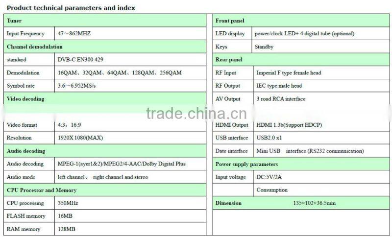 cheap price good performance mpeg2 digital cable tv box