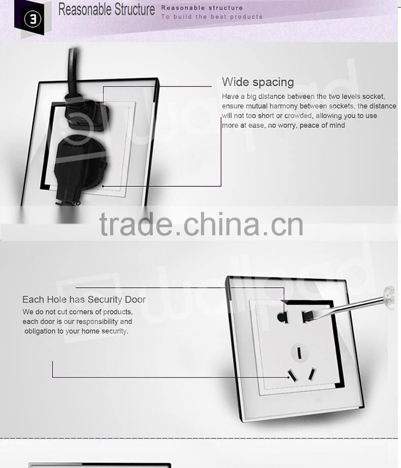Wallpad White Waterproof Acrylic Glass 110~250V EU UK 1 Gang intermediate switch Power Supply Big Push Button Wall Light Switch